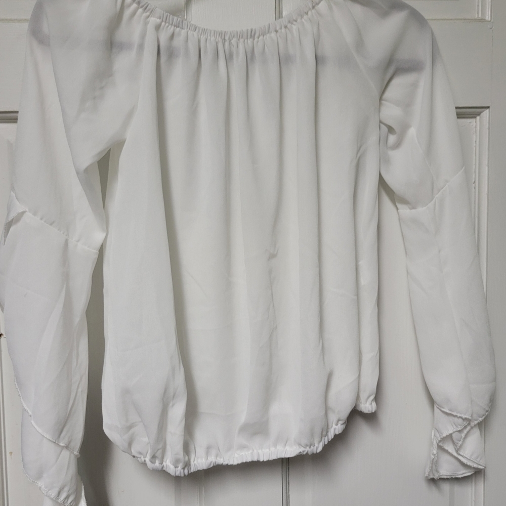 Fluted Frill Sleeve Off The Shoulder Blouse